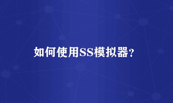 如何使用SS模拟器？