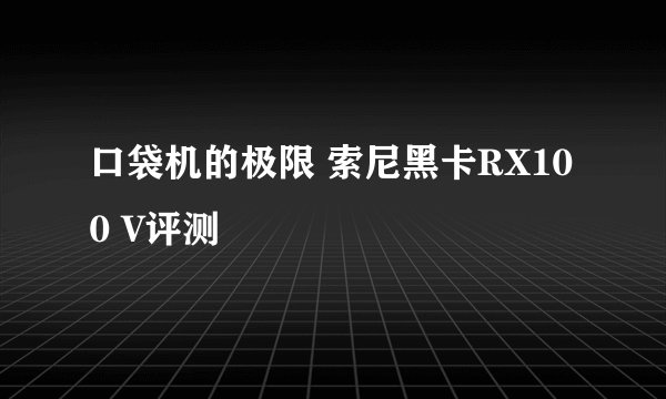 口袋机的极限 索尼黑卡RX100 V评测