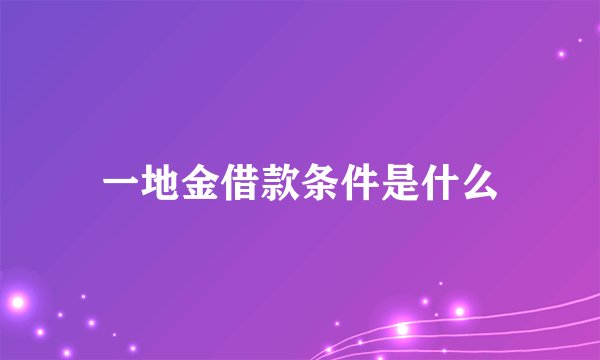 一地金借款条件是什么