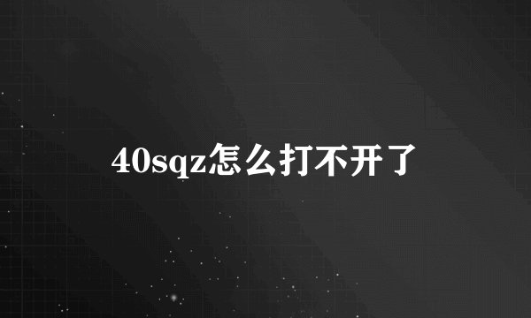 40sqz怎么打不开了