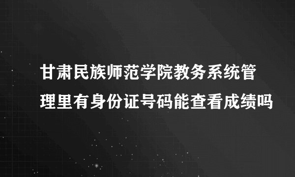 甘肃民族师范学院教务系统管理里有身份证号码能查看成绩吗