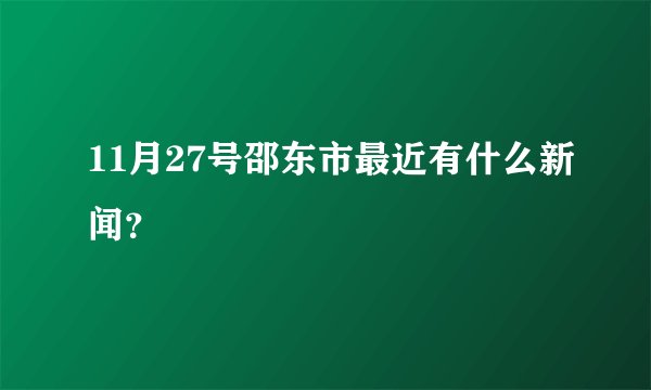 11月27号邵东市最近有什么新闻？