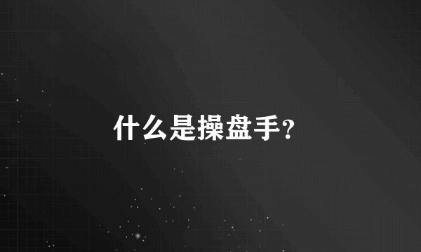 什么是操盘手？
