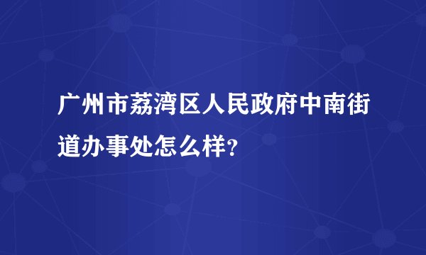 广州市荔湾区人民政府中南街道办事处怎么样？