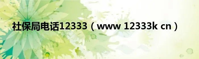社保局电话12333（www 12333k cn）