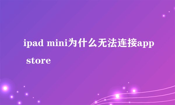 ipad mini为什么无法连接app store