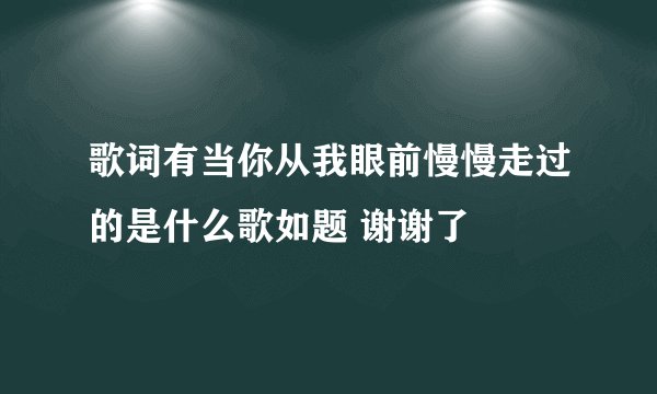 歌词有当你从我眼前慢慢走过的是什么歌如题 谢谢了