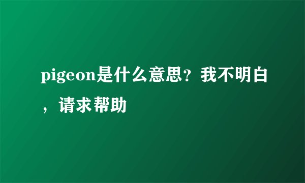 pigeon是什么意思？我不明白，请求帮助
