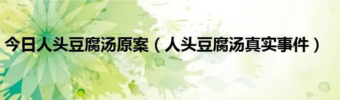 今日人头豆腐汤原案（人头豆腐汤真实事件）