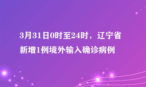 3月31日0时至24时，辽宁省新增1例境外输入确诊病例