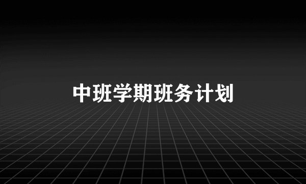 中班学期班务计划