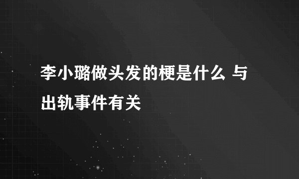 李小璐做头发的梗是什么 与出轨事件有关