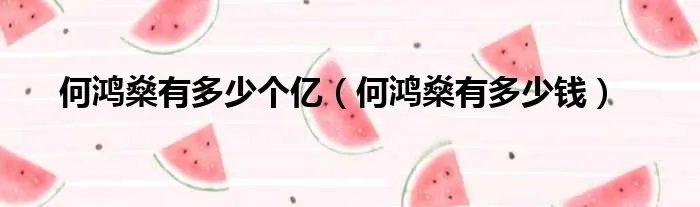 何鸿燊有多少个亿（何鸿燊有多少钱）