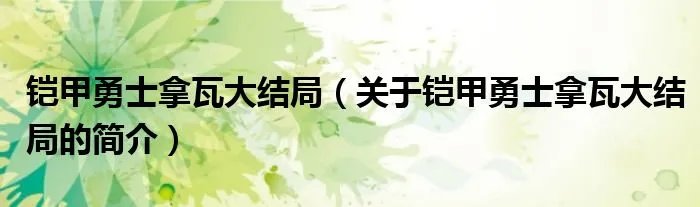 铠甲勇士拿瓦大结局（关于铠甲勇士拿瓦大结局的简介）