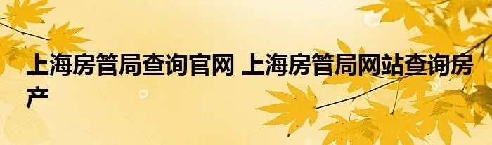 上海房管局查询官网 上海房管局网站查询房产