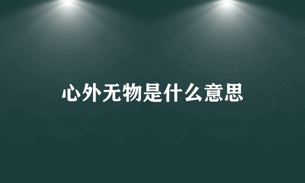 心外无物是什么意思