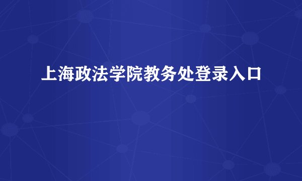 上海政法学院教务处登录入口