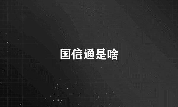 国信通是啥