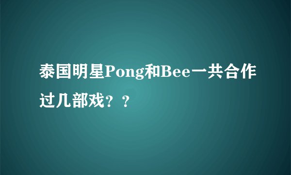 泰国明星Pong和Bee一共合作过几部戏？？