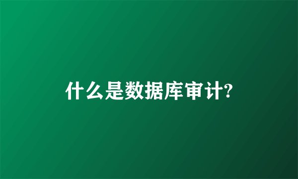 什么是数据库审计?