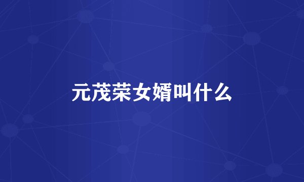 元茂荣女婿叫什么