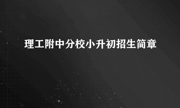 理工附中分校小升初招生简章