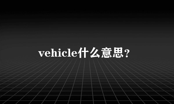 vehicle什么意思？