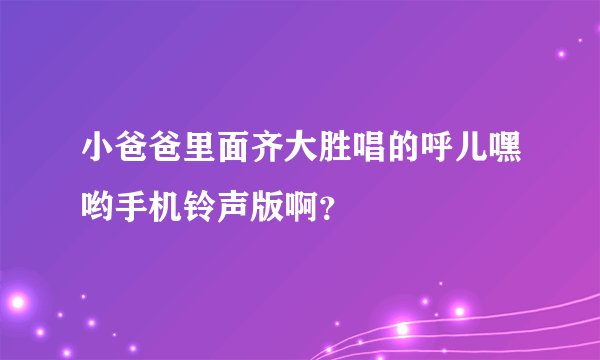 小爸爸里面齐大胜唱的呼儿嘿哟手机铃声版啊？