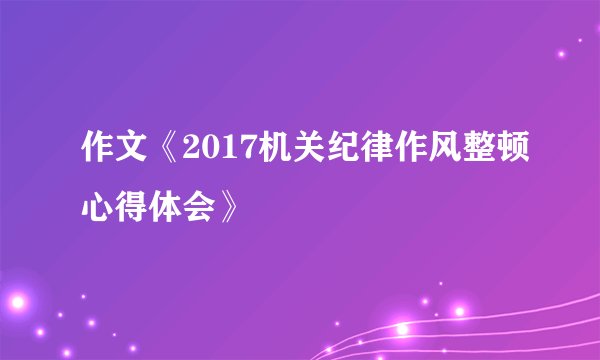 作文《2017机关纪律作风整顿心得体会》