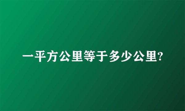 一平方公里等于多少公里?