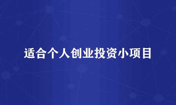 适合个人创业投资小项目
