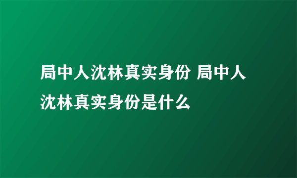 局中人沈林真实身份 局中人沈林真实身份是什么
