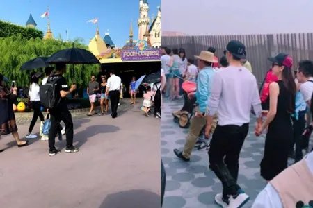 网友遇黄晓明游迪士尼 教主好友晒旅游照片