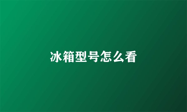 冰箱型号怎么看