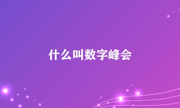 什么叫数字峰会