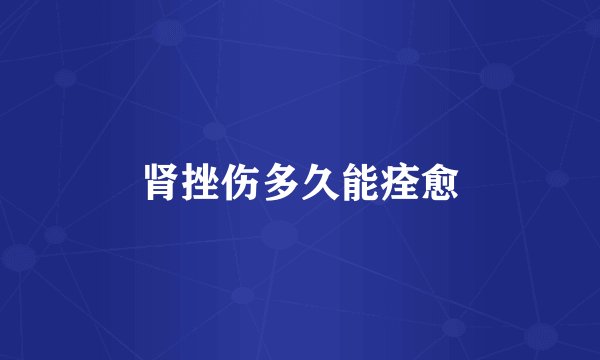 肾挫伤多久能痊愈