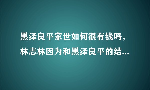 黑泽良平家世如何很有钱吗，林志林因为和黑泽良平的结合被一些网友黑