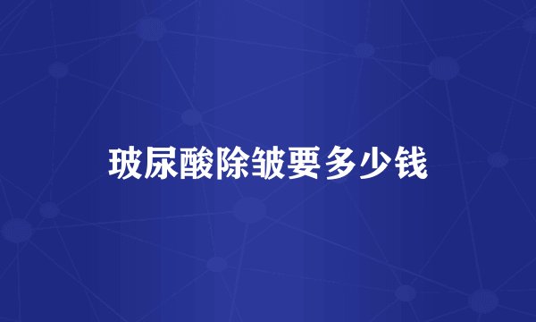 玻尿酸除皱要多少钱