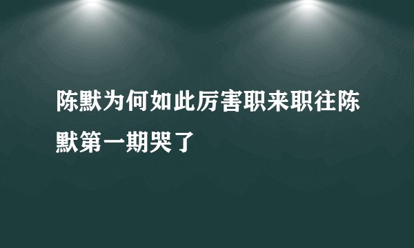 陈默为何如此厉害职来职往陈默第一期哭了