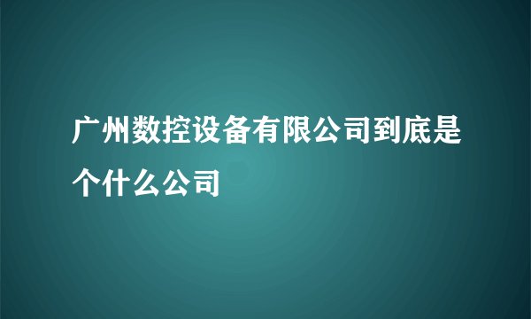 广州数控设备有限公司到底是个什么公司