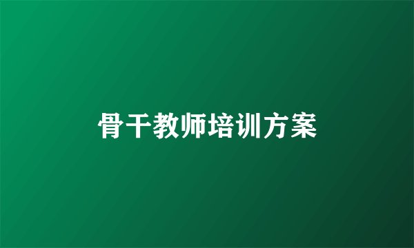 骨干教师培训方案
