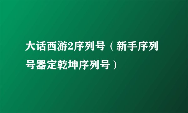 大话西游2序列号（新手序列号器定乾坤序列号）