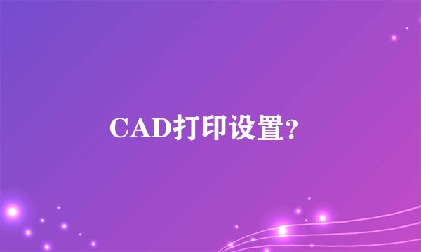 CAD打印设置？