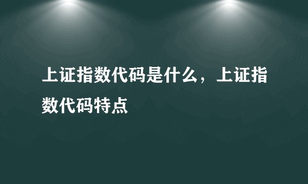 上证指数代码是什么，上证指数代码特点