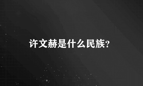 许文赫是什么民族？