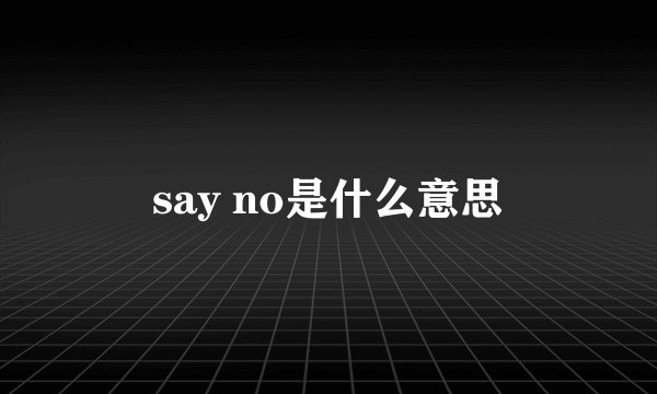 say no是什么意思