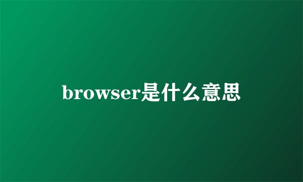 browser是什么意思