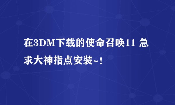 在3DM下载的使命召唤11 急求大神指点安装~！