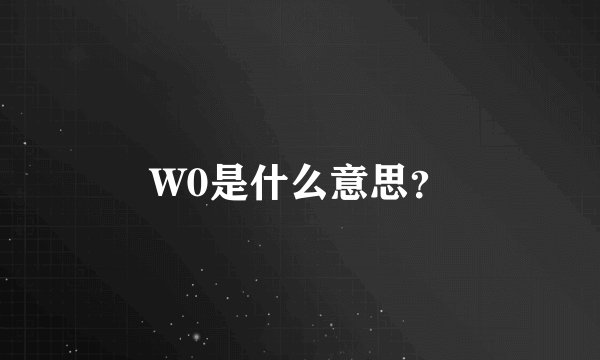 W0是什么意思？