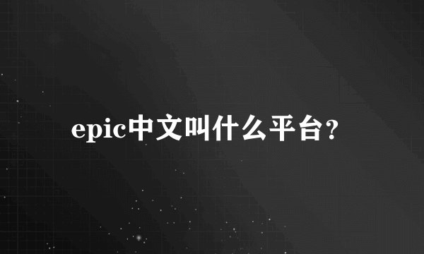 epic中文叫什么平台？